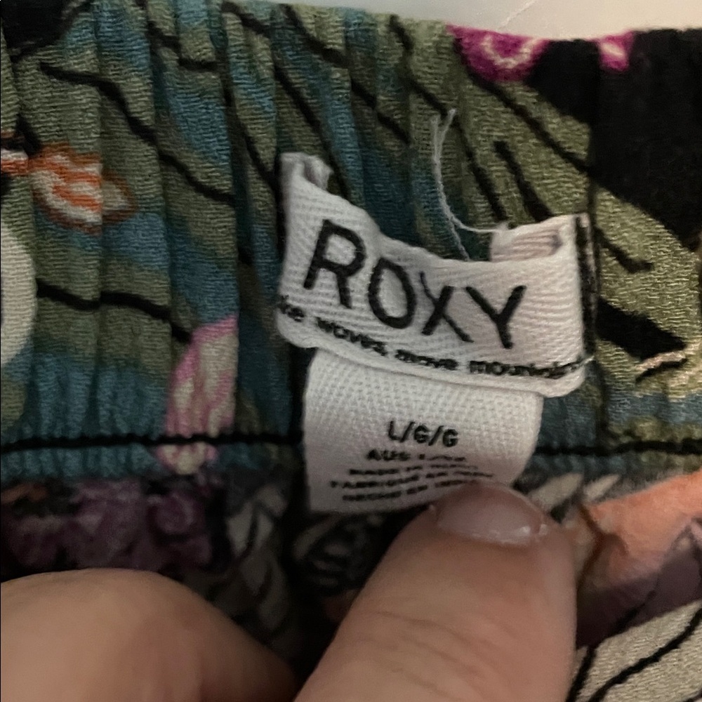 Roxy Floral Wide Leg Pants - Pink, Green, Black - Picture 2 of 5